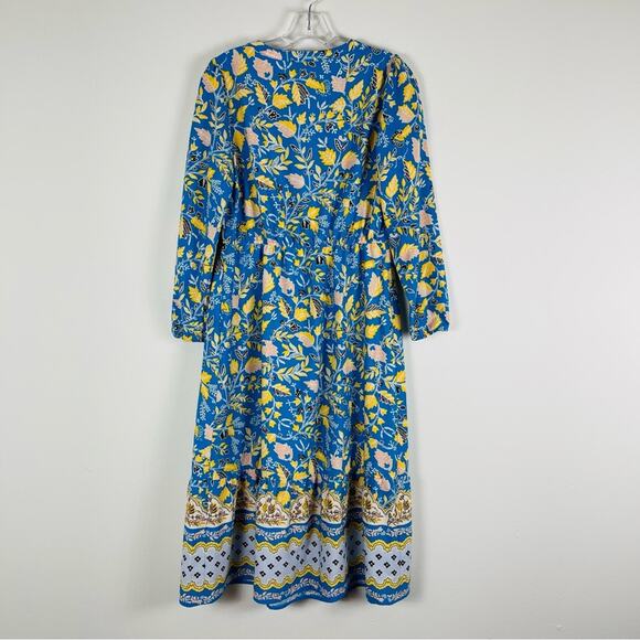 NWT Loft blue yellow floral boho cottagecore spring midi dress MP - Picture 7 of 7